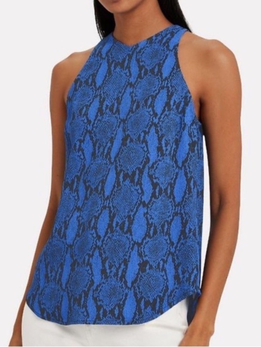 A.L.C. Anise Blue Snake Print Sleeveless Tank Blouse